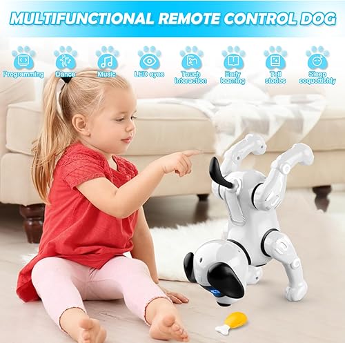 Miniatura 2 de Beria Juguetes para perros a control remoto para niños de 8, 9, 10, 11, 12, perros robot que actúan como perros de verdad, juguetes robot para niños