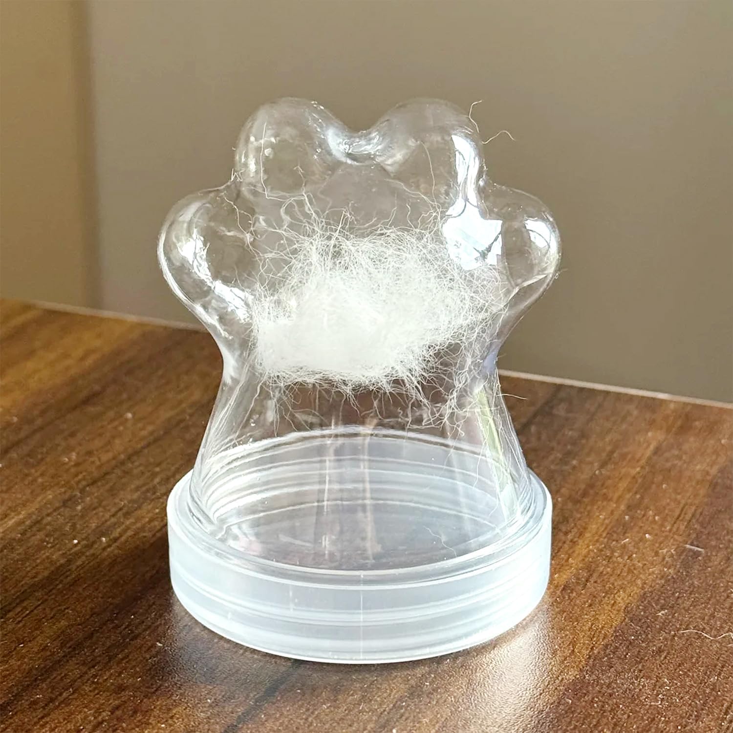 Cat Paw Shaped Pet Hair Storage Bottle, Clear Plastic Storage Container, Memorial Keepsake Box, 3 x 1.5 inches