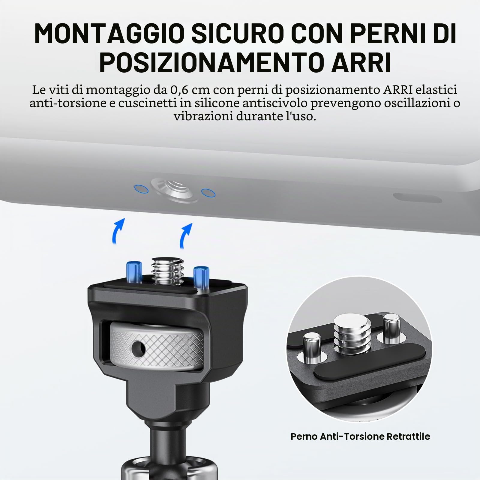 NEEWER Braccio Magico 18 Cm Con Teste A Sfera 360° E Perni ARRI – Supporto Per Monitor, DSLR, Action Cam, Luci LED, ST07