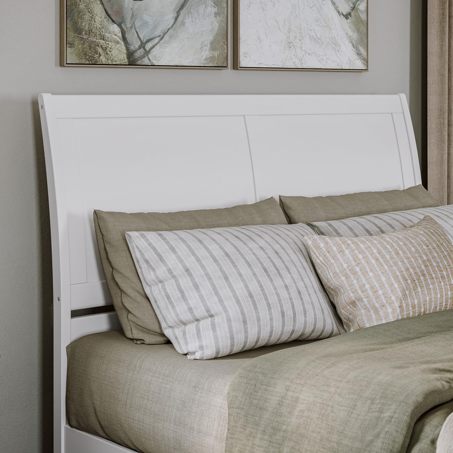 HomeStock Headboard with USB Charger - Classic Bedroom Design - Durable & Stylish White/Queen