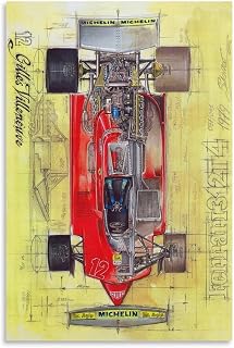 JHAMZPOSTER Vintage Racing Car Poster Ferrari Cool Car Drawing Gift Knowledge Canvas Wall Art Aesthetic Decorative Painting Living Roomstylestyle 12x18inch(30x45cm)