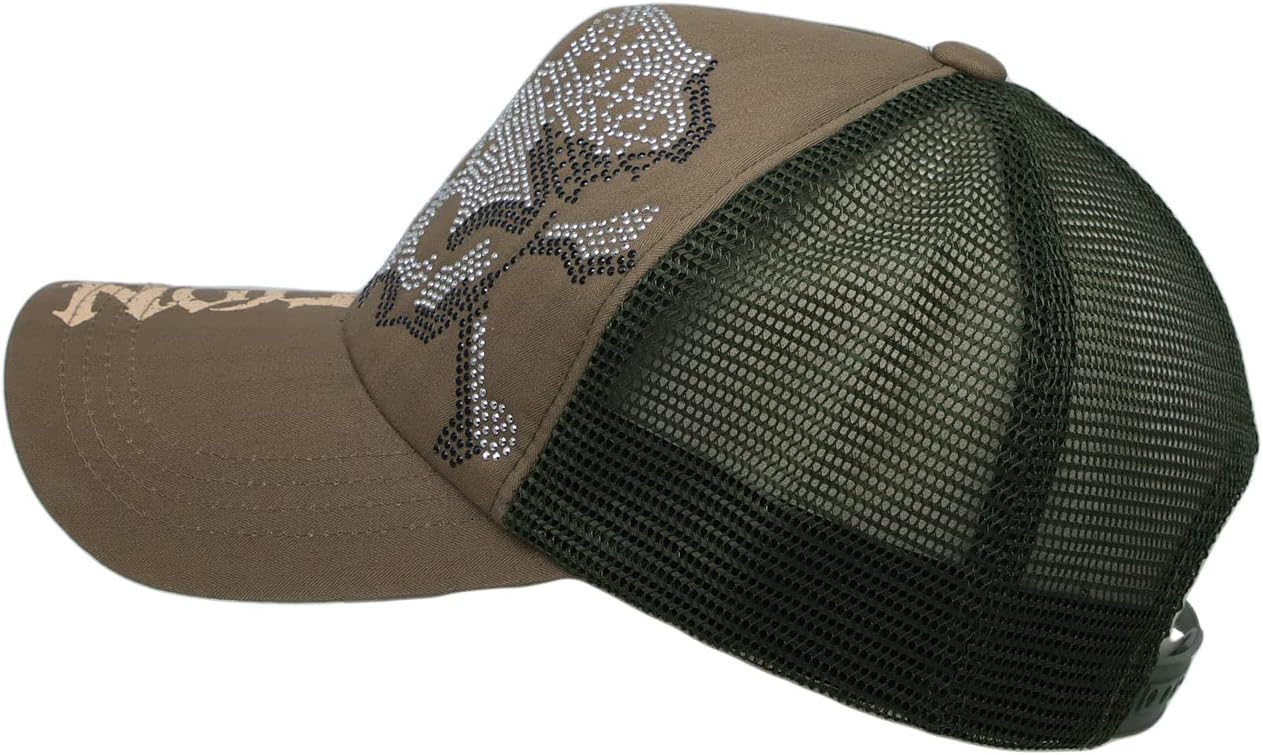 WITHMOONS Meshed Baseball Cap Skull Rhinestones Trucker Hat KR1751 image 3