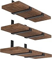 WEKIS 12 Inch Heavy Duty J Shape Floating Shelf Brackets - Black Iron Metal 1/5" Thick, 6 Pack, 160 lbs Capacity Industrial Wall Mount
