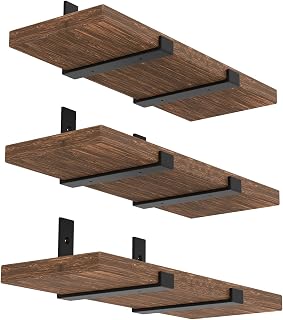 WEKIS 12 Inch Heavy Duty J Shape Floating Shelf Brackets - Black Iron Metal 1/5" Thick, 6 Pack, 160 lbs Capacity Industrial Wall Mount