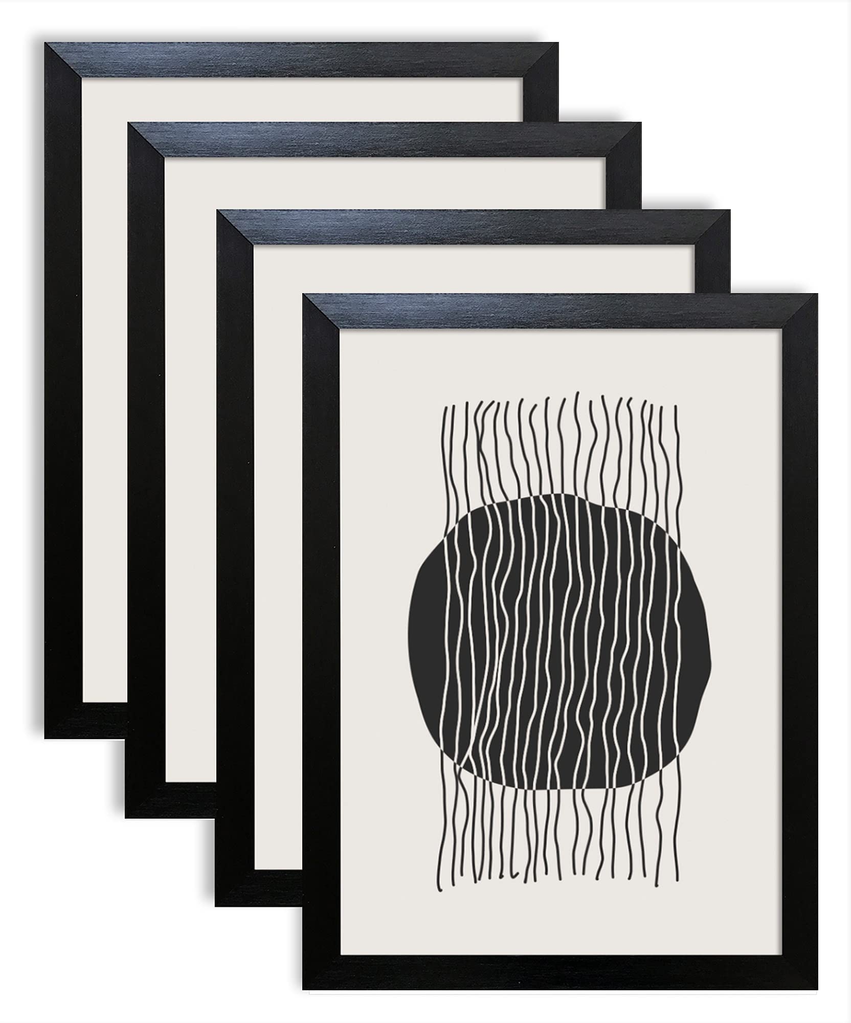 Pf+A Black Real Glass A4 Frames Multipack - A4 Frames Premium Photo Picture Certificate Frame / A4 Frame Set Of 4 (21X29.7cm)