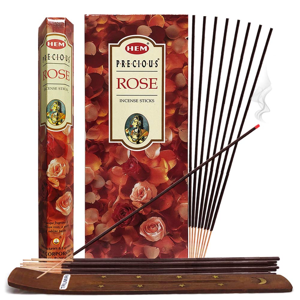 Precious Rose Incense Sticks and Incense Stick Holder Bundle Insence Insense Hem Incense Sticks