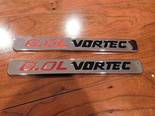 Aimoll 2 emblemas cromados VORTEC 3D de repuesto para camioneta Silverado 1500 2500hd (cromo negro rojo)
