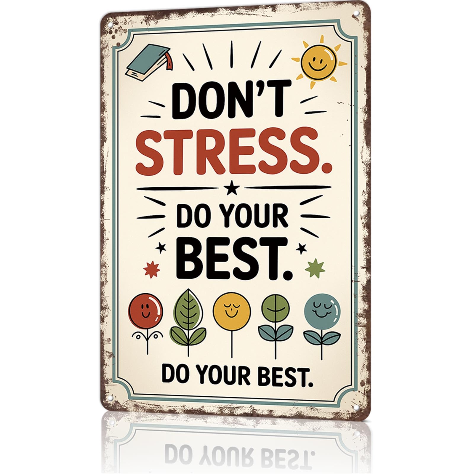 KWQDOZF Funny Metal Signs Poster 8x12inch Don't Stress, Do Your Best Aluminum Sign Wall Art For Home Room Bedroom Office Decor