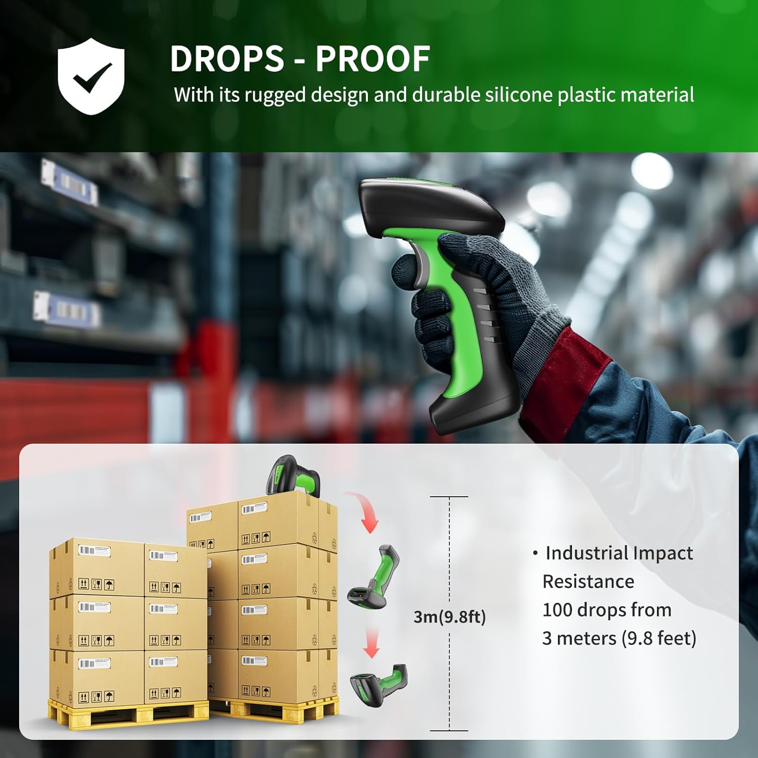 NETUM RD Series 2D QR Industrial Bluetooth Barcode Scanner with Charging Dock (RD-1950)