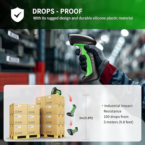 Miniatura 5 de NETUM Escáner de código de barras industrial 2D QR Bluetooth con base de carga, lector de código de barras inalámbrico 2D1D mejorado, batería de