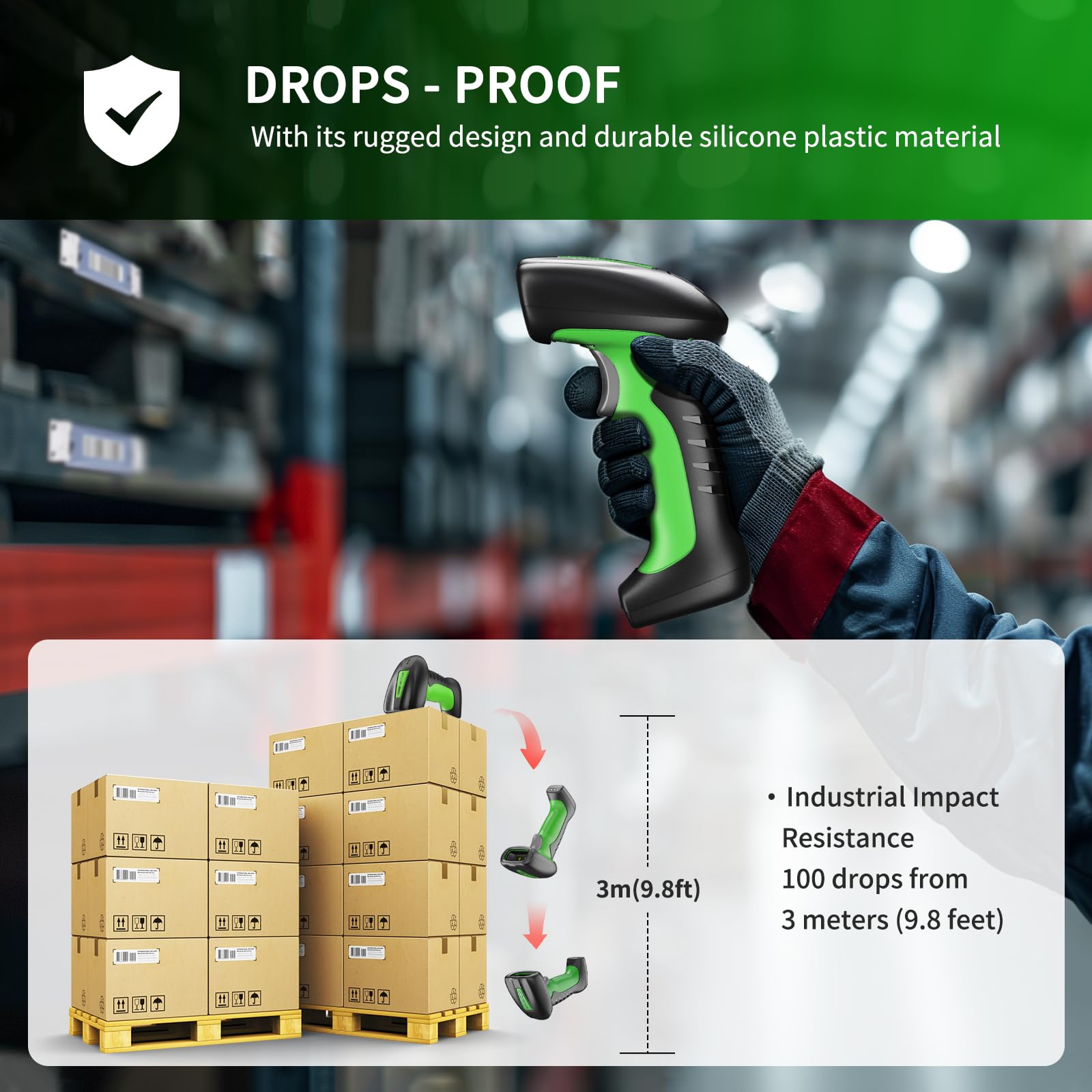 NETUM Przemysłowy Skaner Kodów Kreskowych 2D QR Bluetooth ze Stacją Ładującą Bezprzewodowy Czytnik 2D 1D Bateria 2600mAh Odporny na Kurz Auto-sense Scanning Windows Mac Android iOS NT-1950