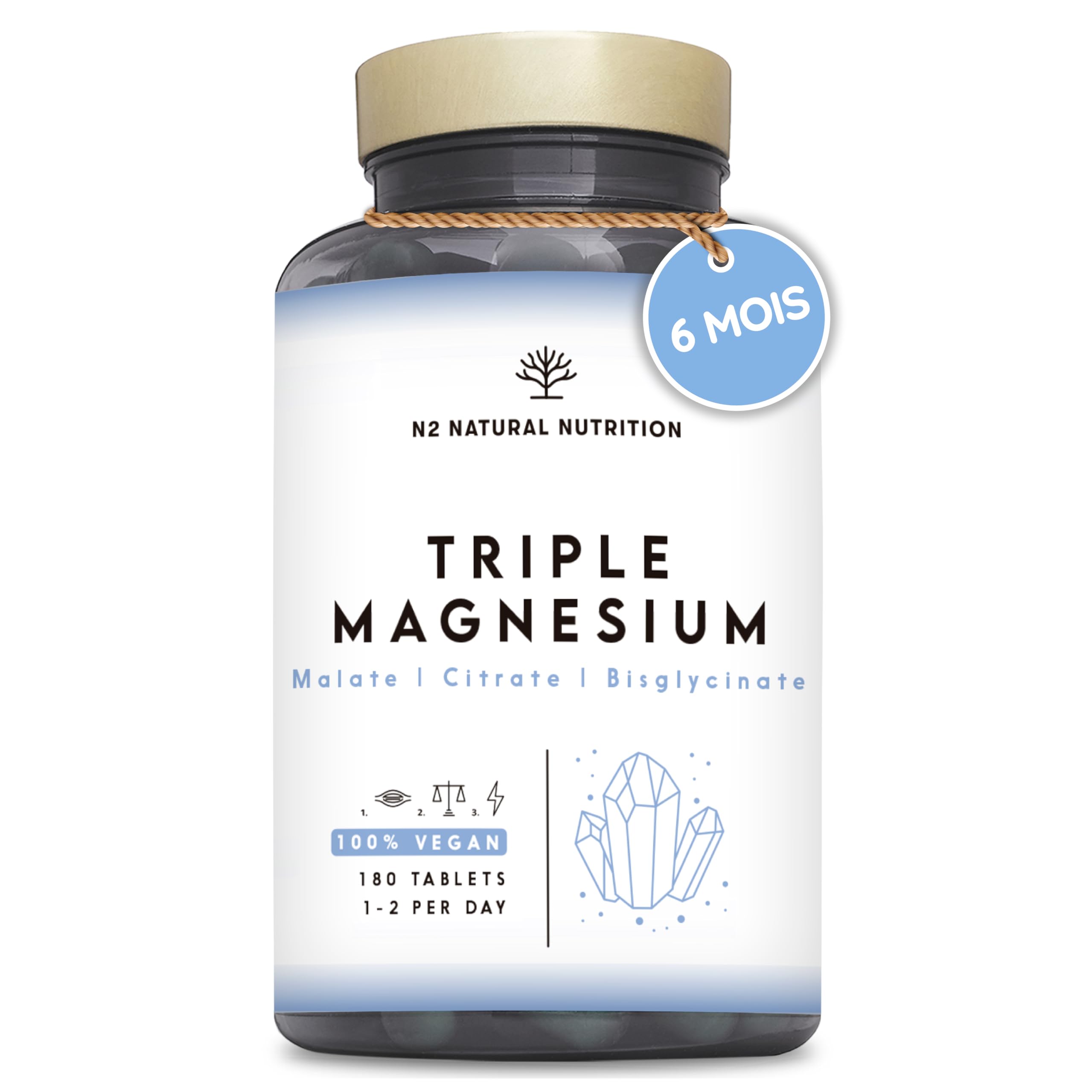 Triple Magnésium Bysglicinate, Citrate de Magnesium et Magnesium Malate. 180 com
