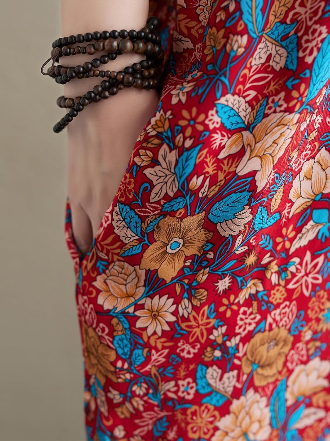 Summer Floral Plus Size Dresses for Women V Neck Casual Loose Dress with Side Pockets - Image 6