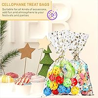 Vista 6 de 100 bolsas de celofán, bolsas de celofán transparente de 4 x 6 pulgadas, 100 lazos giratorios, para envolver regalos, embalaje de dulces, postres