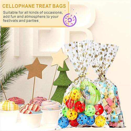 Miniatura 6 de 100 bolsas de celofán, bolsas de celofán transparente de 4 x 6 pulgadas, 100 lazos giratorios, para envolver regalos, embalaje de dulces, postres