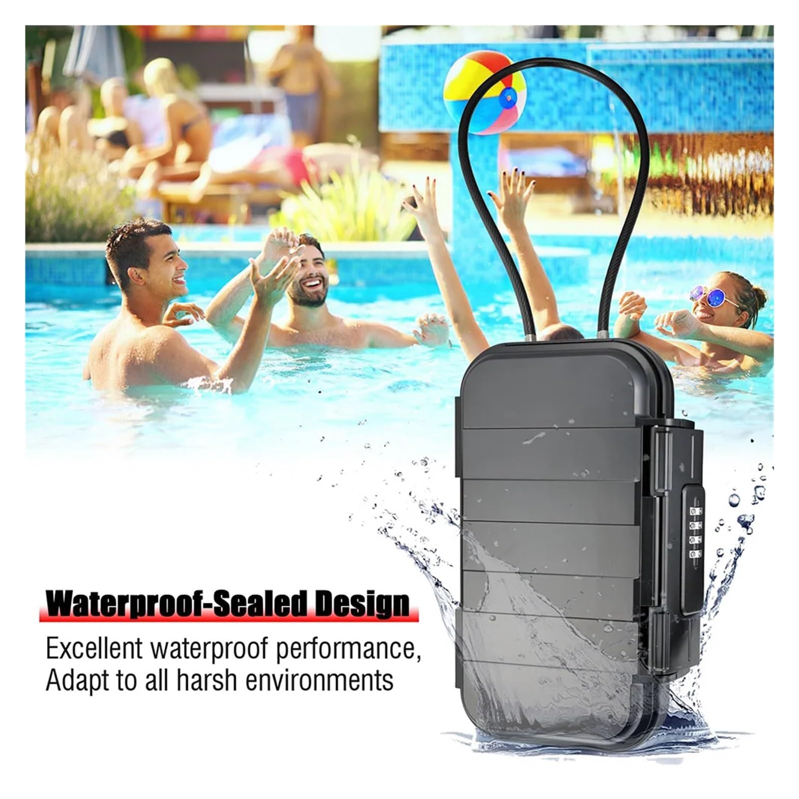 Securi Caja Fuerte - Cassaforte portatile da viaggio, impermeabile, con serratura a chiave e maniglia rimovibile, ideale per oggetti di valore e documenti (trasparente)