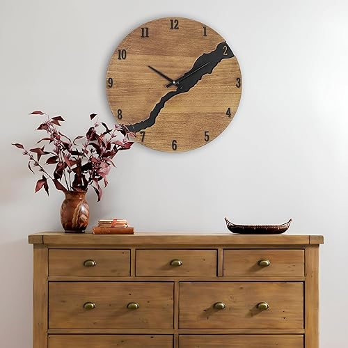 Miniatura 4 de Reloj de pared grande, reloj de pared de 24 pulgadas, funciona con pilas, silencioso sin tictac, decorativo, moderno, de granja, reloj analógico de