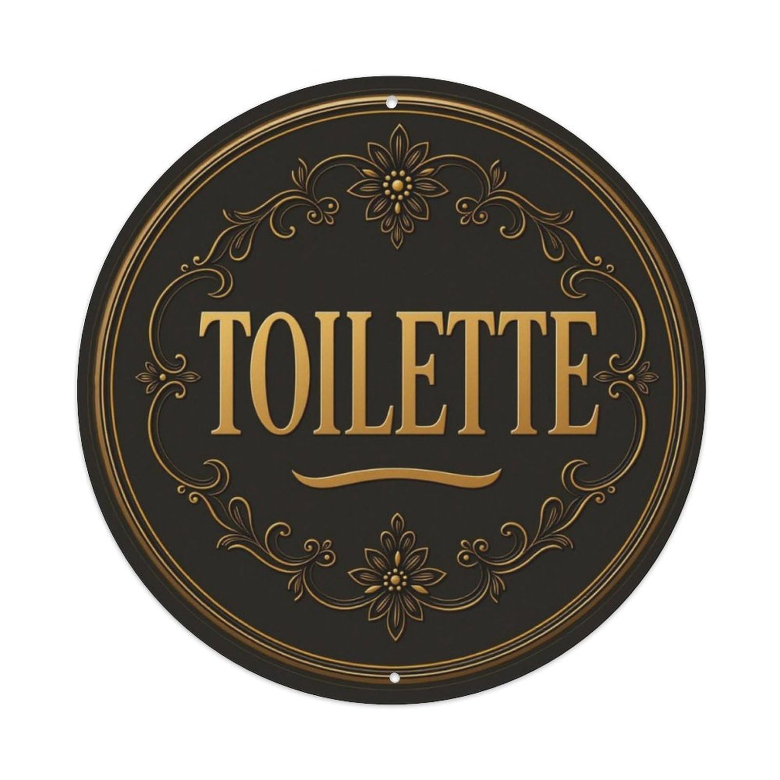 Black Gold European Vintage Toilet Round Decor Sign Vintage Aluminium Metal Sign, Retro Wall Decor for Home, Bar, Garage & Farmhouse 20x20cm