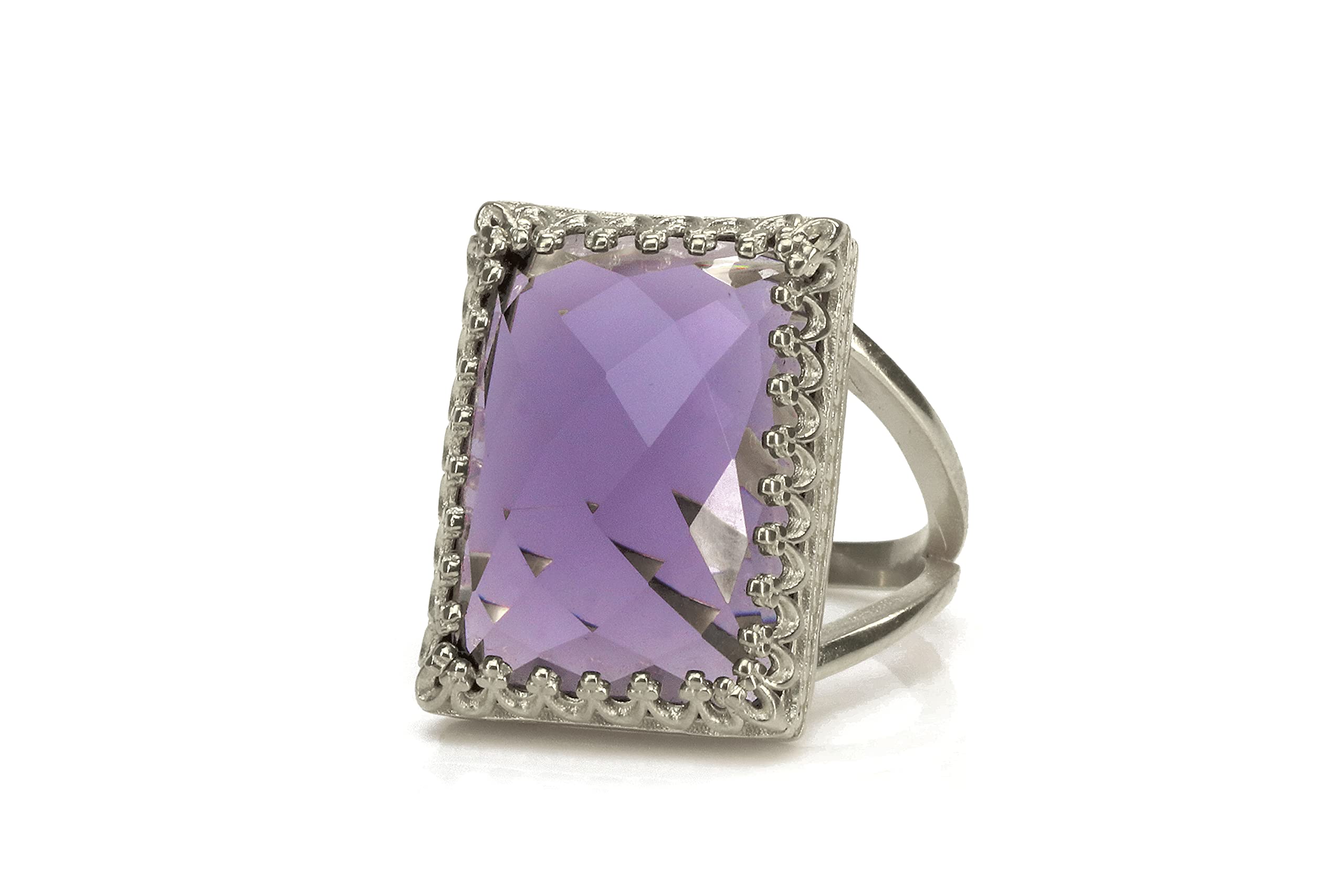 Anemone Gioielli Anelli Eleganti Febbraio Pietra Nascente per Donne - Anello Ametista con Oro Riempito Banda 14k - Anelli Ametista per Donne Fatti a Mano - Scatola Gratis - Incisione Disponibile