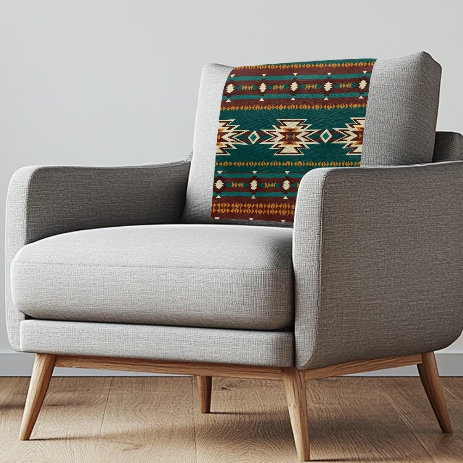NETILGEN Recliner Sofa Headrest Covers 3 Pcs Navajo Aztec Geometry Pattern Soft Recliner Chair Headrest Slipcover Sofa Headrest Protector Cover