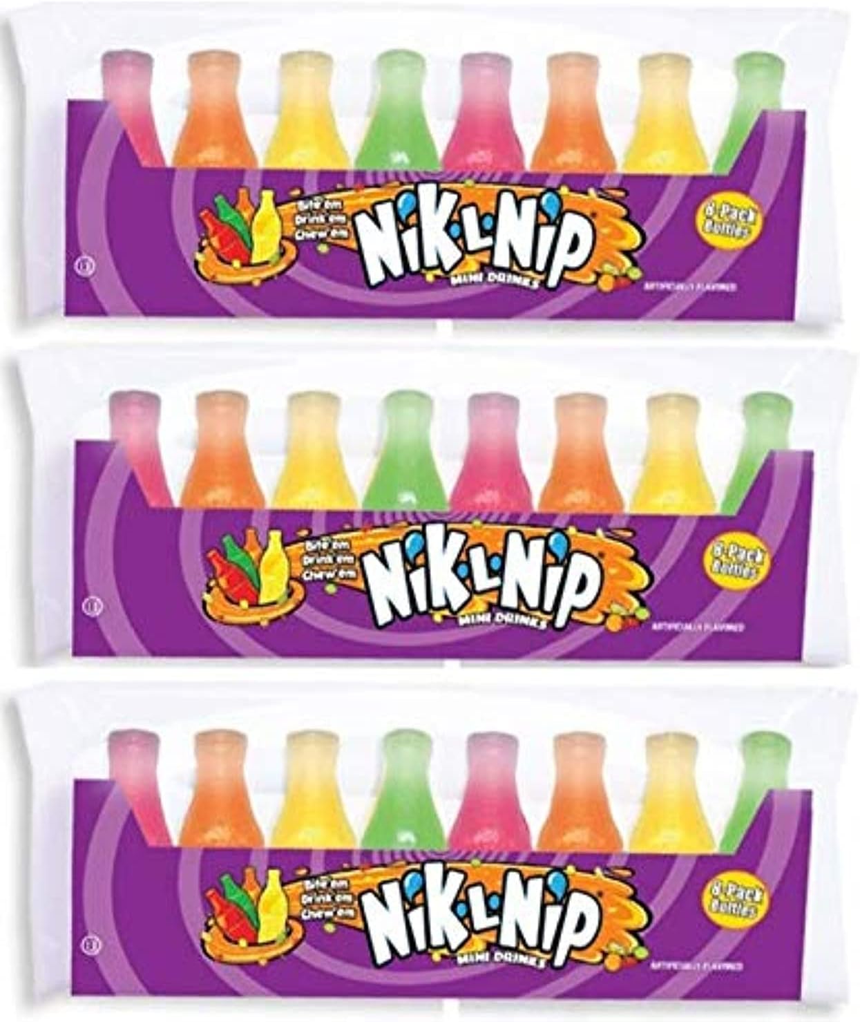 Nik-L-Nip Mini Drinks Candy, 8 Count, Pack of 3