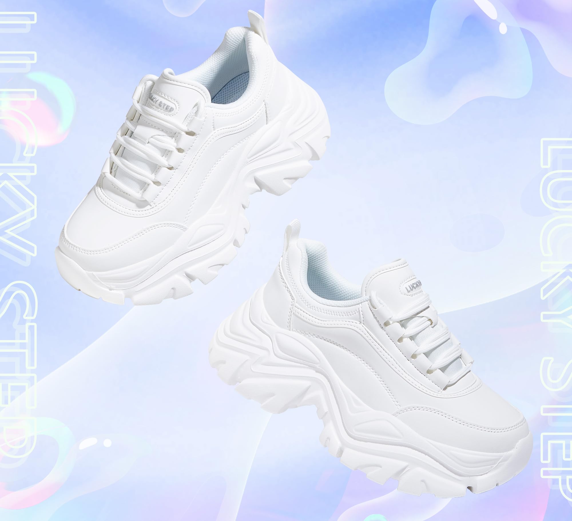LUCKY STEP Sneakers robuste da Donna, Scarpe Casual con Plateau alla Moda, comode Sneakers con Zeppa