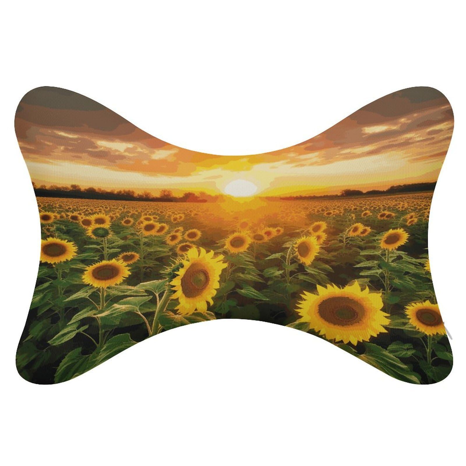 FekiLoot Sunflower Field Sunset Car Headrest Set of 2,Softness Memory Foam Car Neck Pillow with Breathable Removable Cover Car Neck Support Pillow Ergonomic for Driving, Office