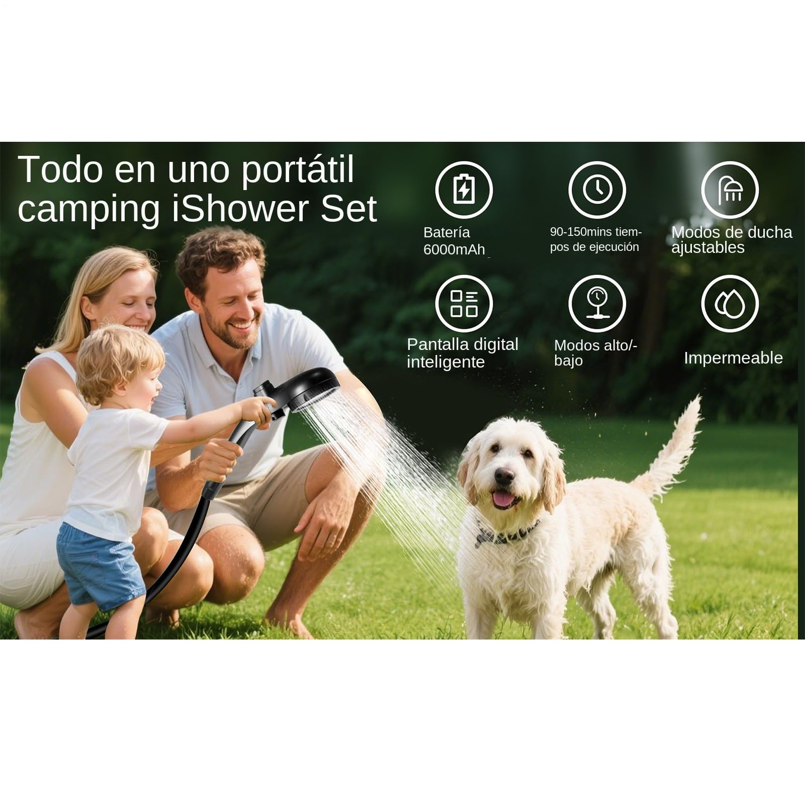 Genérico Ducha Portátil Bomba Recargable Camping Exterior