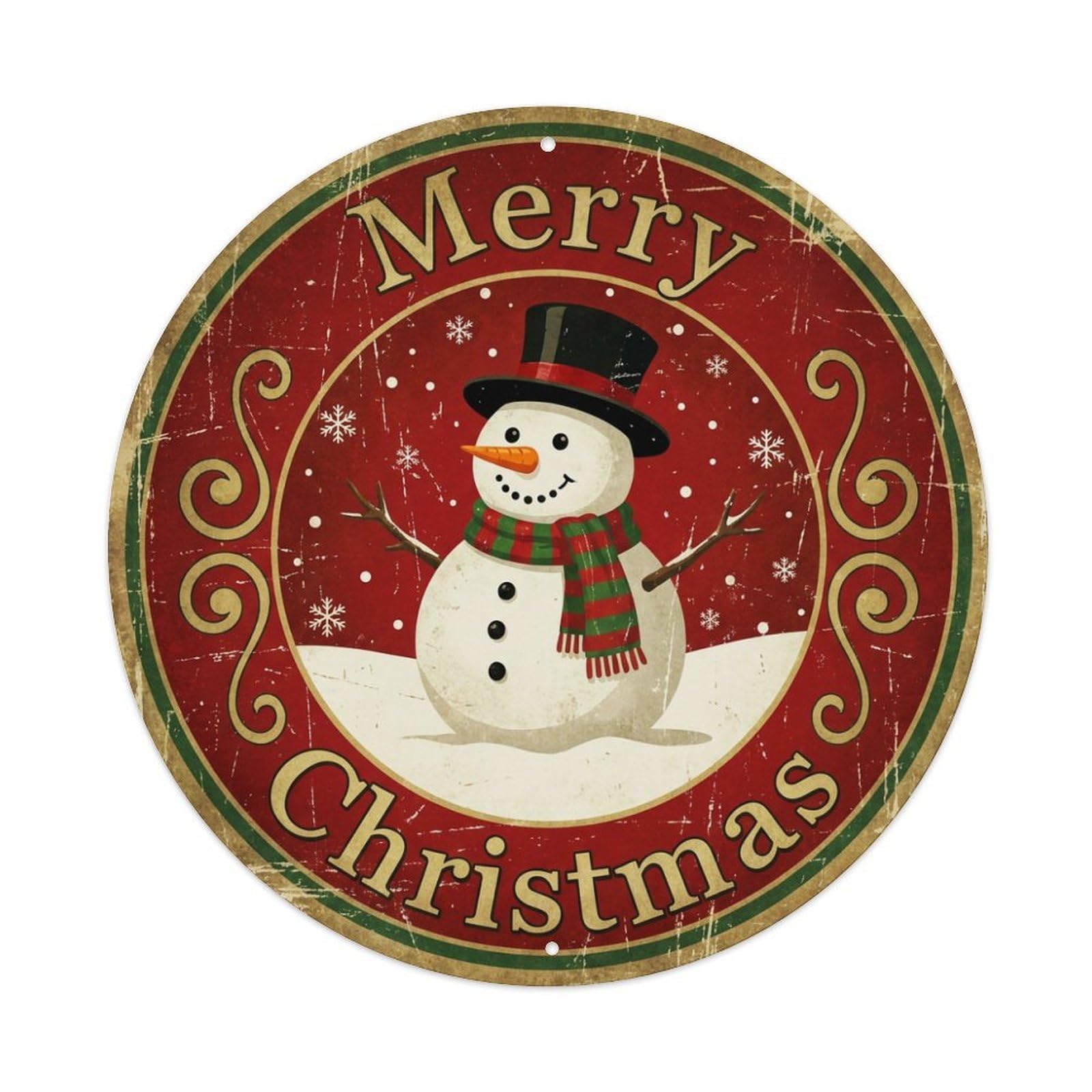 Merry Christmas Snowman Winter Joy Metal Tin Sign