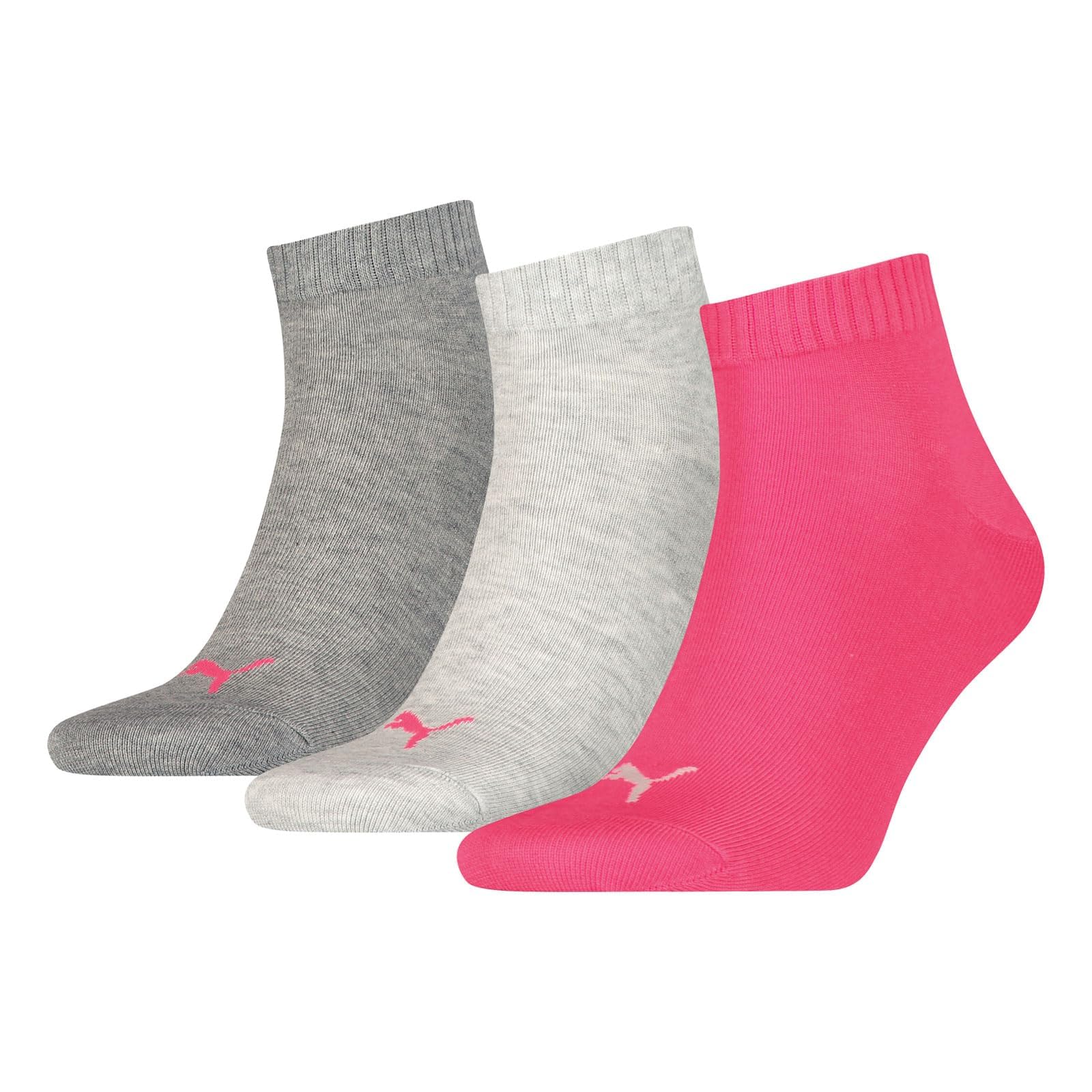 PUMA Unisex Plain Recycled Cotton Quarter Socks (Pack of 3), 35-38