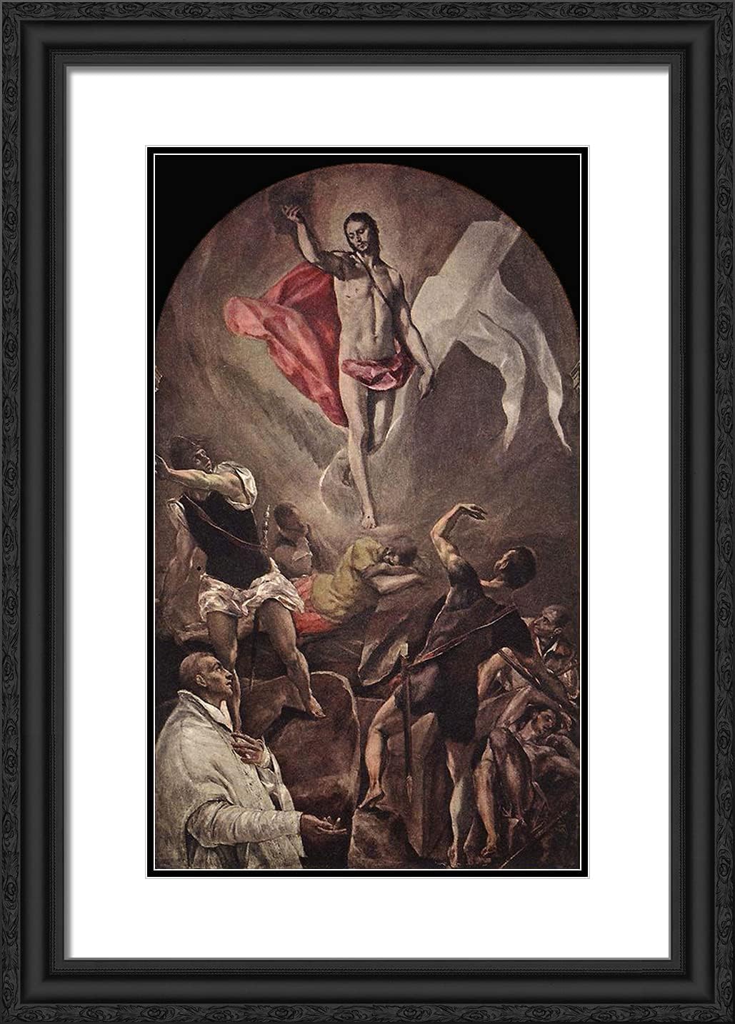 ArtDirect El Greco 18x24 Gold Ornate Framed Art Print with Double Matting Titled: Resurrection