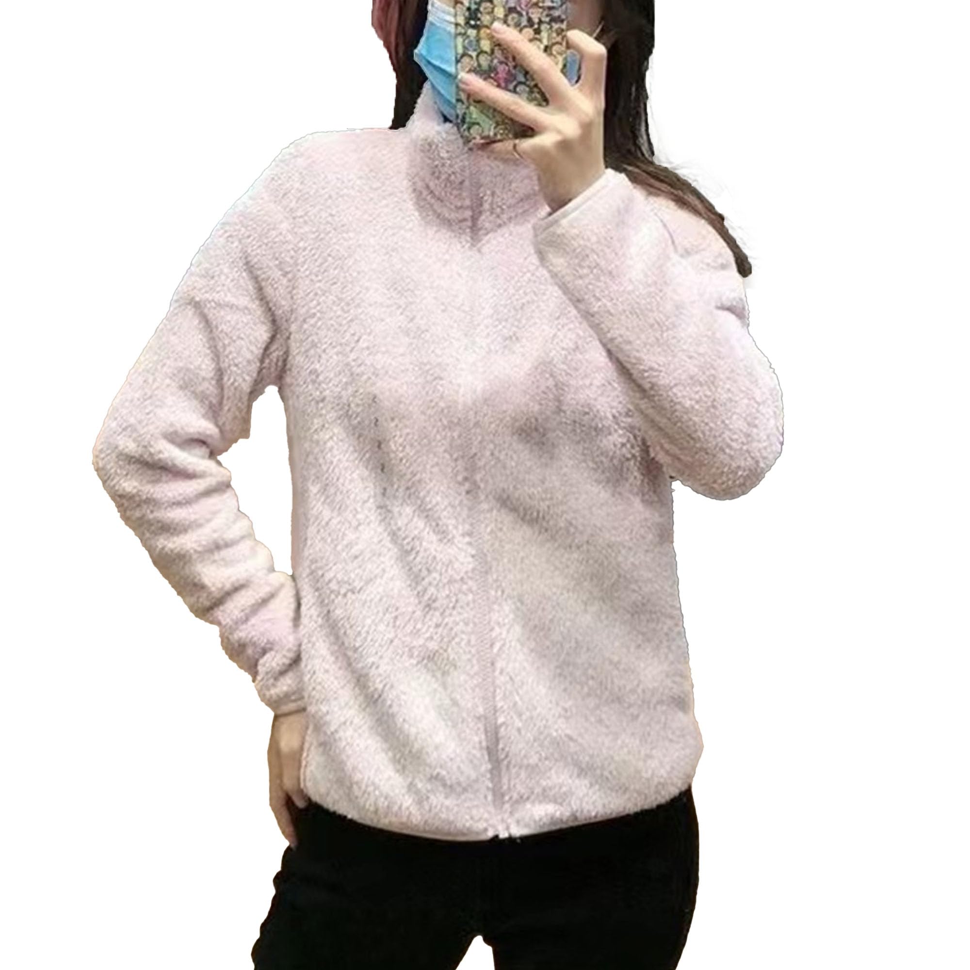 Cappotto da donna in pelliccia sintetica con collo a lupetto in shearling soffice capispalla a maniche lunghe con zip up giacche Sherpa pelose