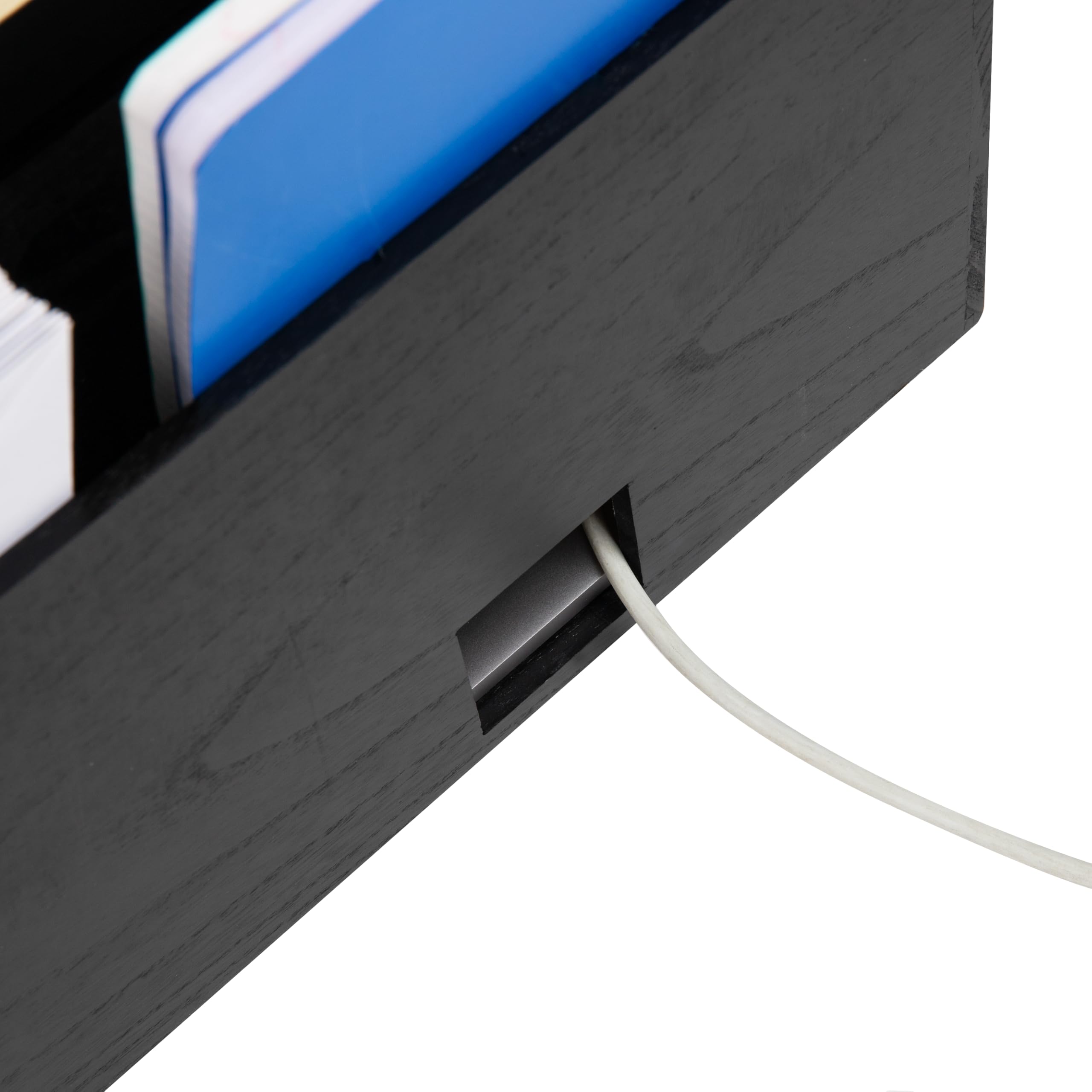 Mind Reader Organiseur de bureau, rangement de fichiers, support d'accessoires, gestion des cordons, bureau, bois, 41,3 x 24,1 x 21,6 cm (L x l x H), noir