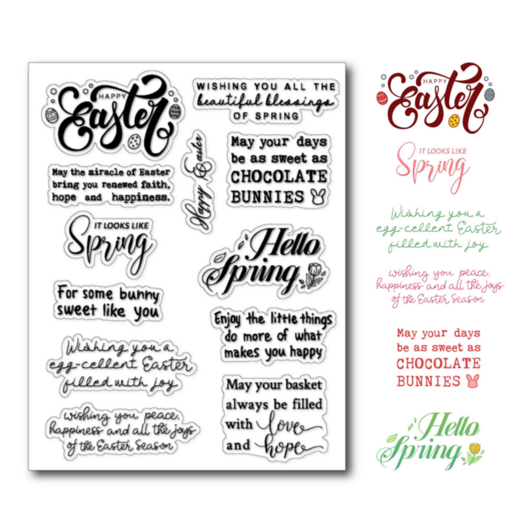 DIYology Easter Day Clear Stamps Set – 12 Greeting Phrases For Card Making & Scrapbooking - View #12