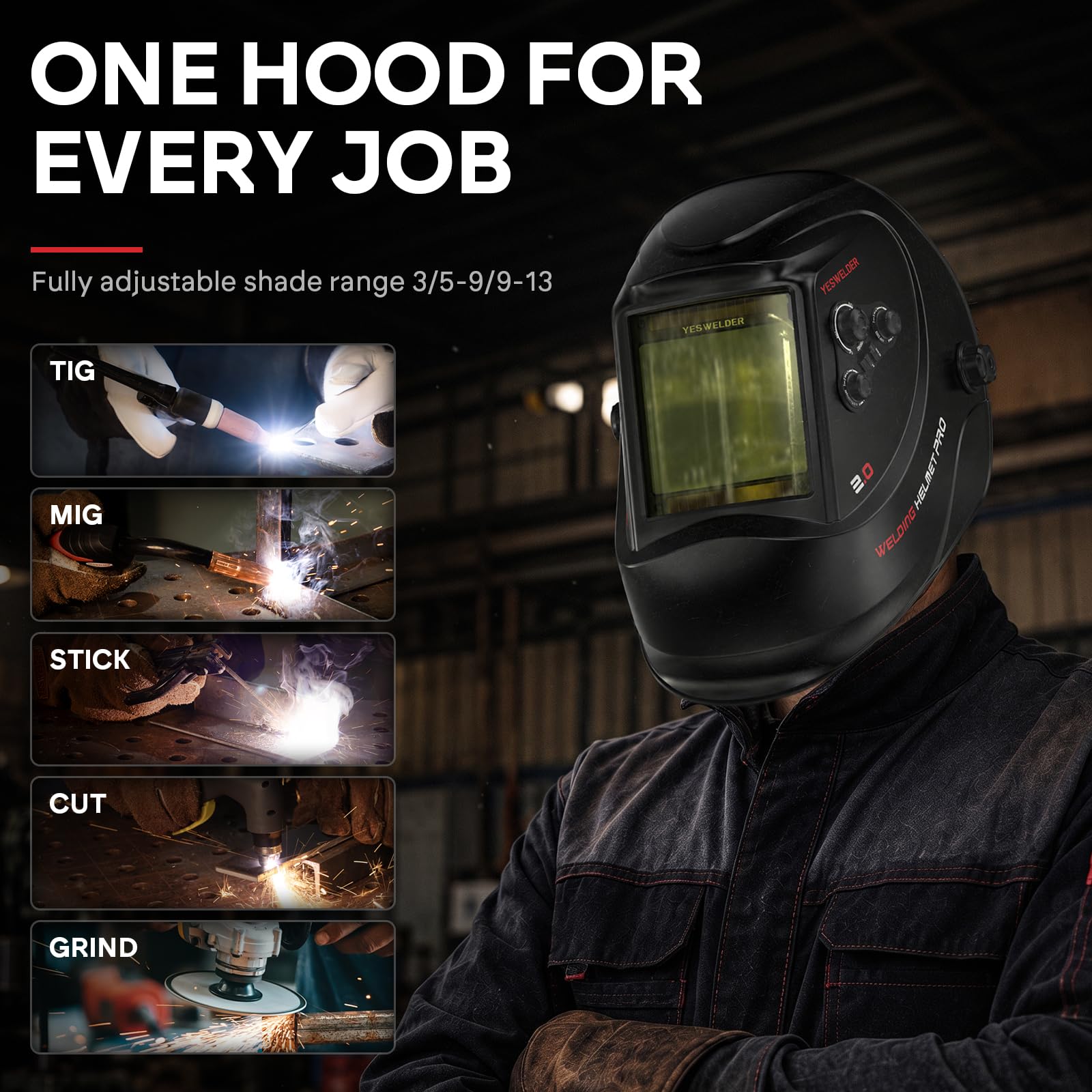 YESWELDER Auto Welding Helmet - Large View -5