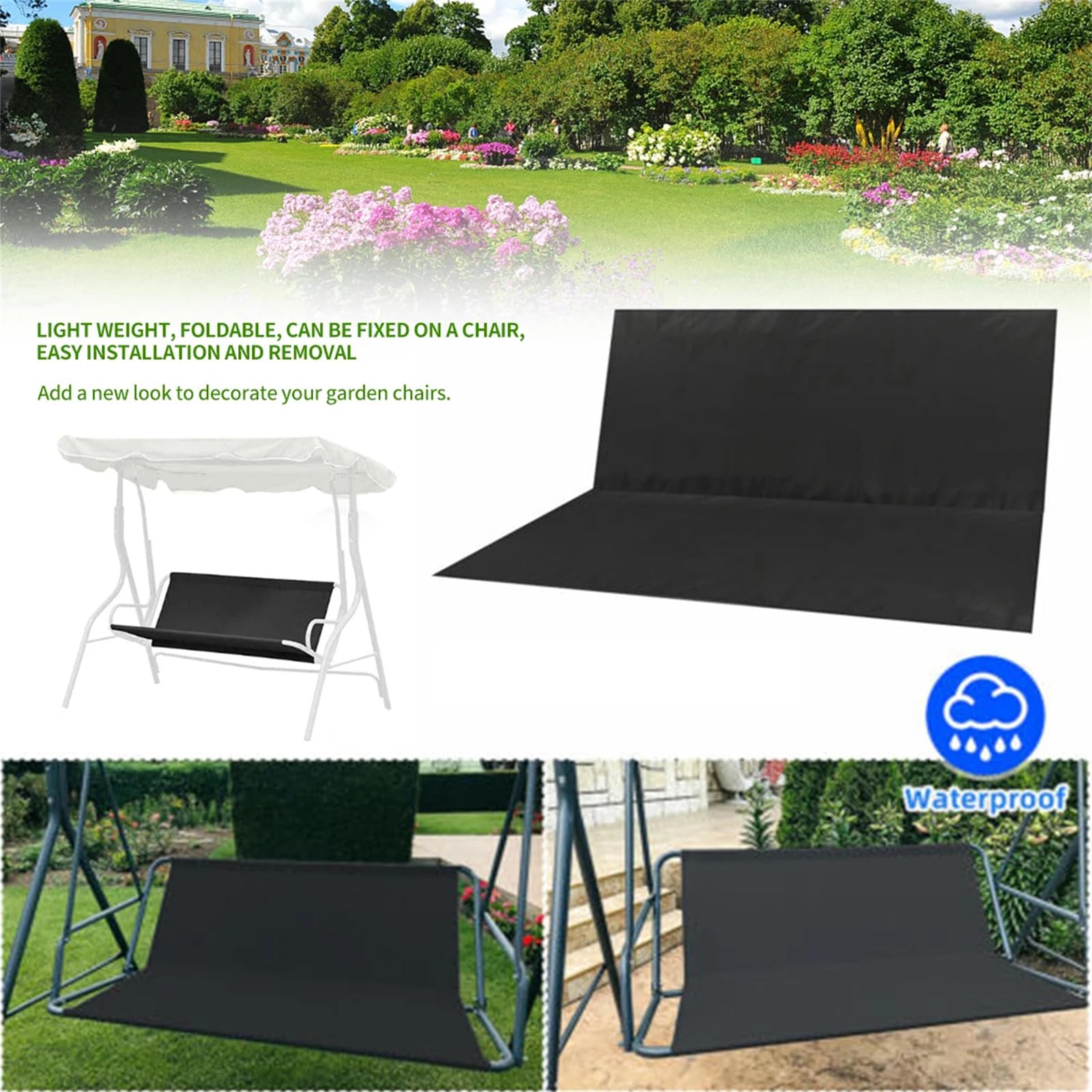 Coprisedile Per Dondolo 3 Posti - Impermeabile, Pieghevole, Blu Scuro - Foto 14