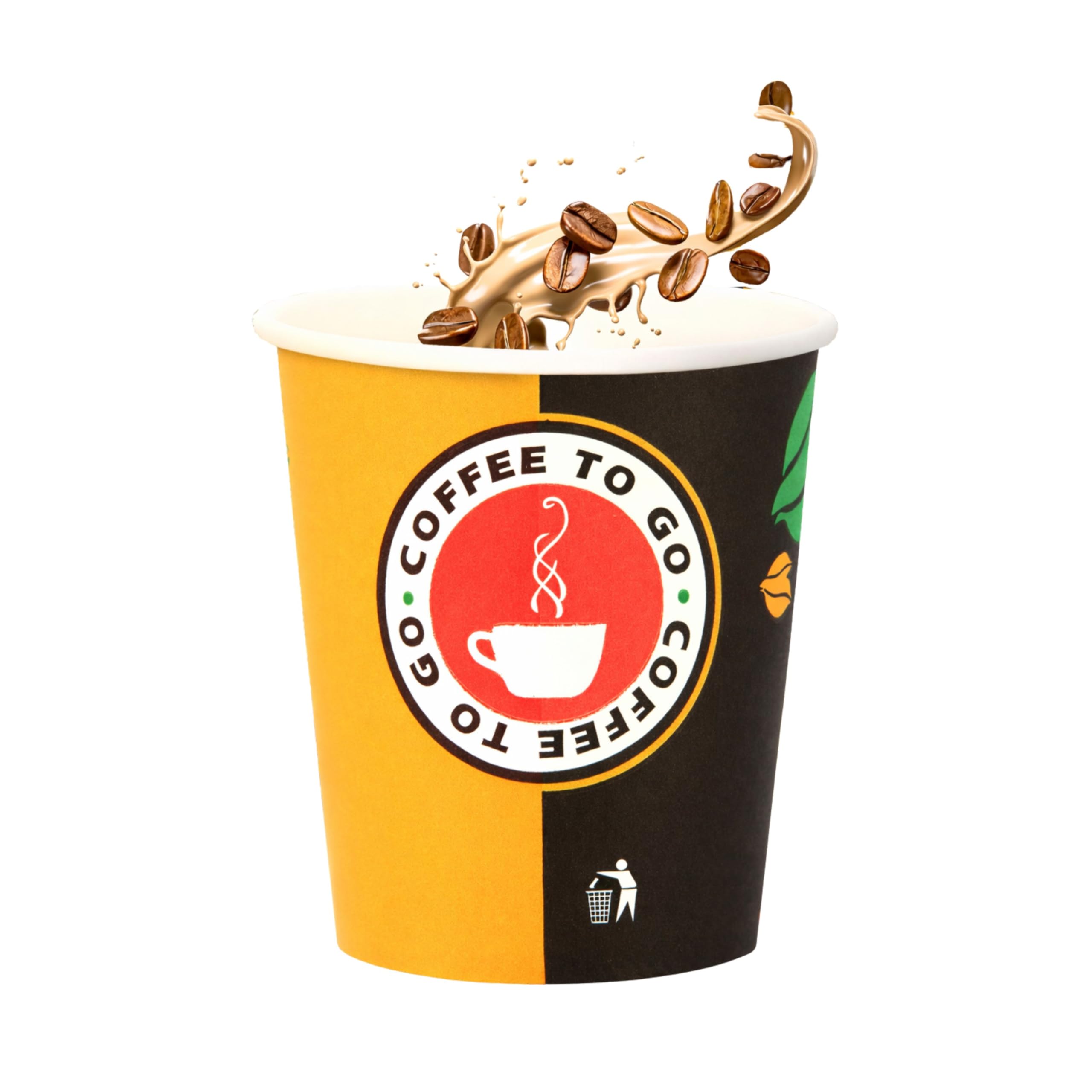 Inoverse 200 stück Pappbecher, Einweg Coffee to Go Becher - 300ml, Kaffee to go Becher Pappe, 12oz-Slim Trinkbecher für Tee, Einwegbecher, Papierbecher, Kaffeebecher to go, Kaffeetassen, Ø 80 mm
