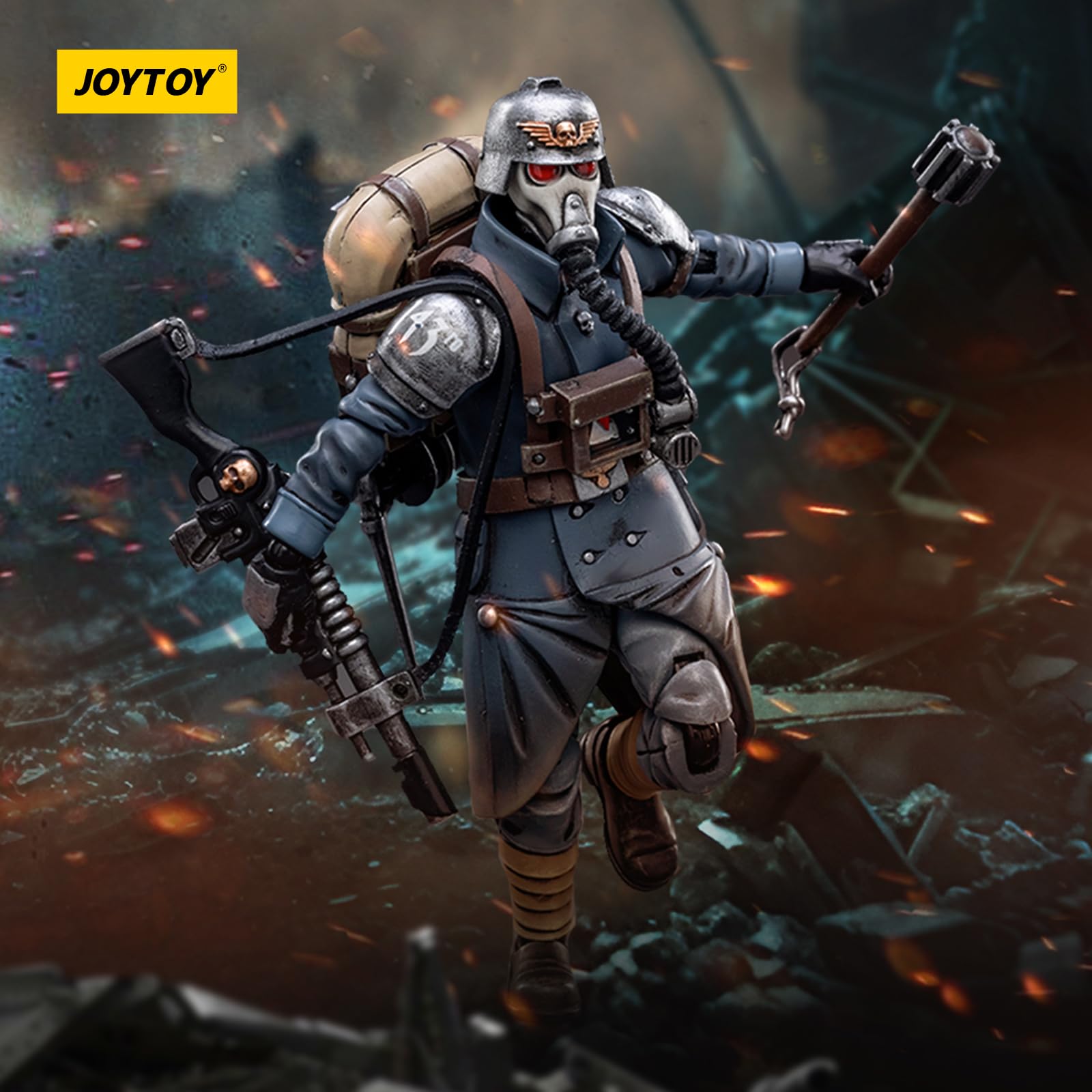 JOYTOY Warhammer 40K Astra Militarum Death Korps of Krieg Veteran Squad Sargento 1/18 Figuras de acción Joy Toy Mecha Figura Modelo
