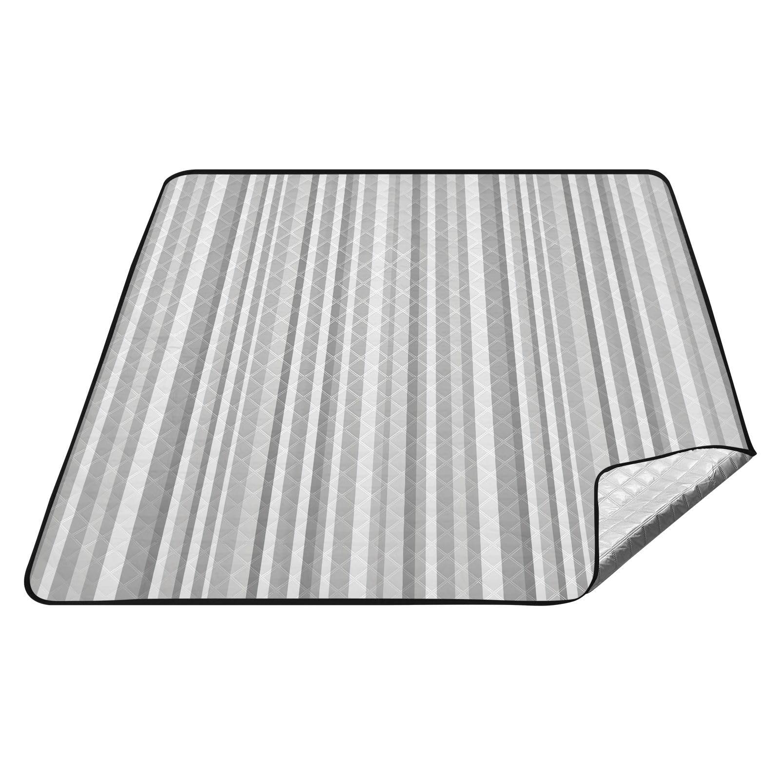 Tapis de pique-nique imperméable gris et blanc en tissu Oxford