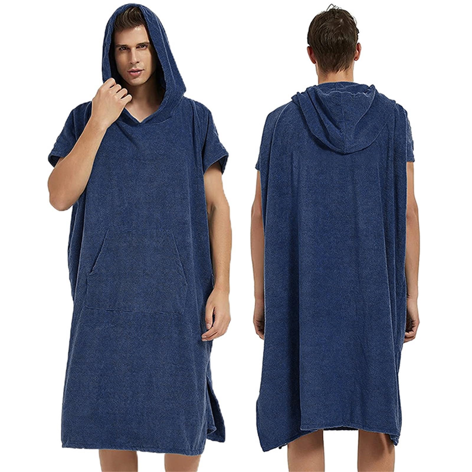 Frottee Badeponcho Damen Herren - Strandponcho Baumwolle Surf Poncho Erwachsene Handtuch Kapuze Bade Surfponcho Bademantel