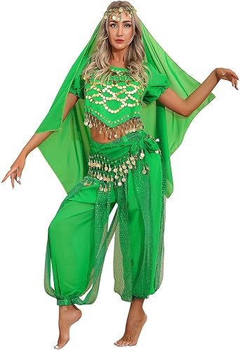 Womens Indian Dance Costume Belly Dance Halloween Cosplay Outfit Bollywood Dress All Sets