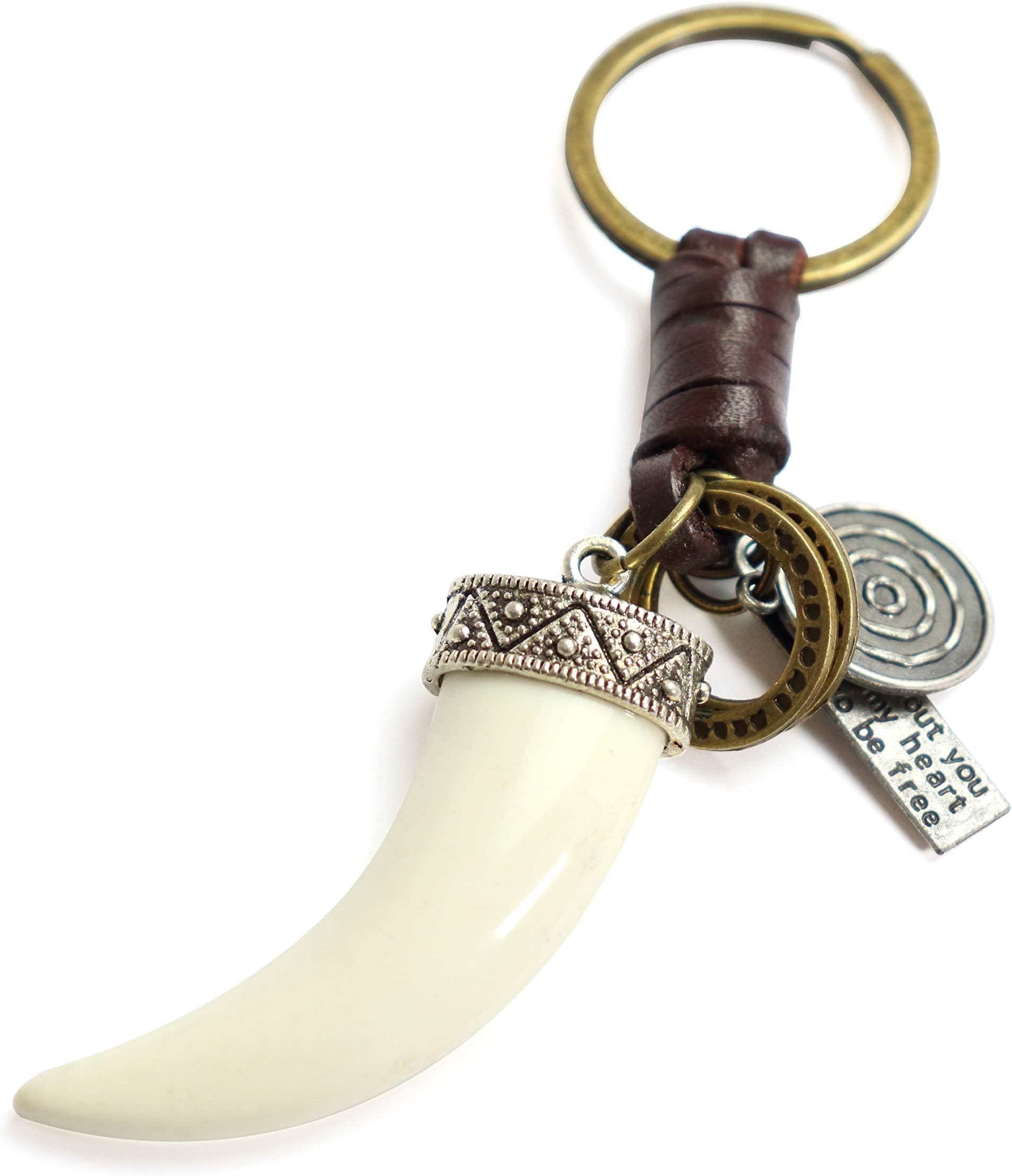 Leather Wolf Fang KeyChains Friend Gift Ideas Women Men Good Luck KeyRings Small Surprise Present