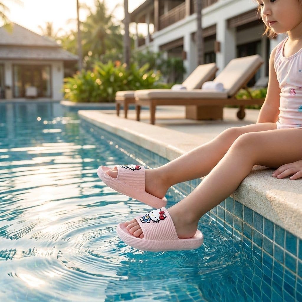 Hello Kitty Badelatschen Kinder – Cerdá Schiebe-Sandalen für Jungen und Mädchen, leicht, rutschfest, EVA-Material, Strand, Pool, Schwimmbad und Sommer