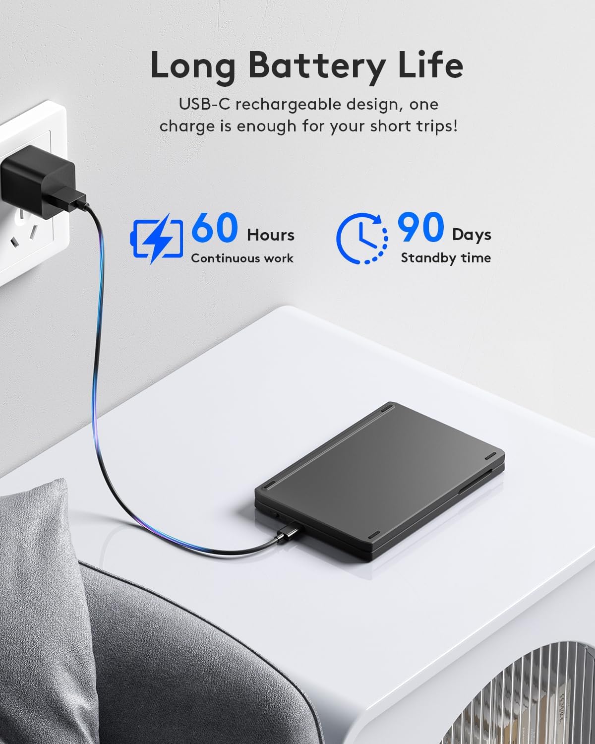 Samsers keyboard being charged via USB-C cable