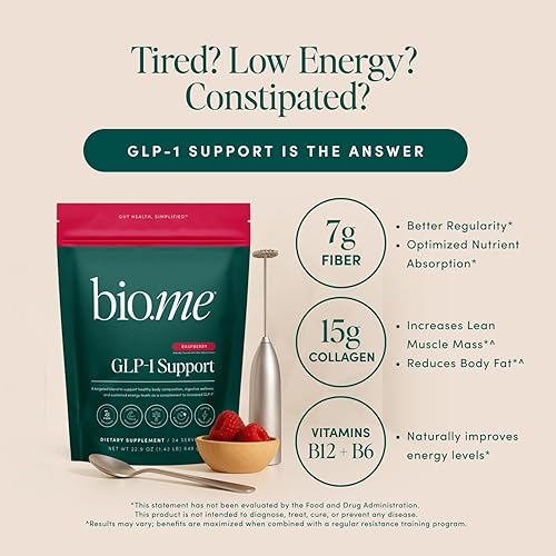 Vista 2 de Bio.me GLP-1 Support – Polvo GLP-1 de múltiples beneficios para el manejo del peso y la salud digestiva – Mantén los niveles de energía - 7g