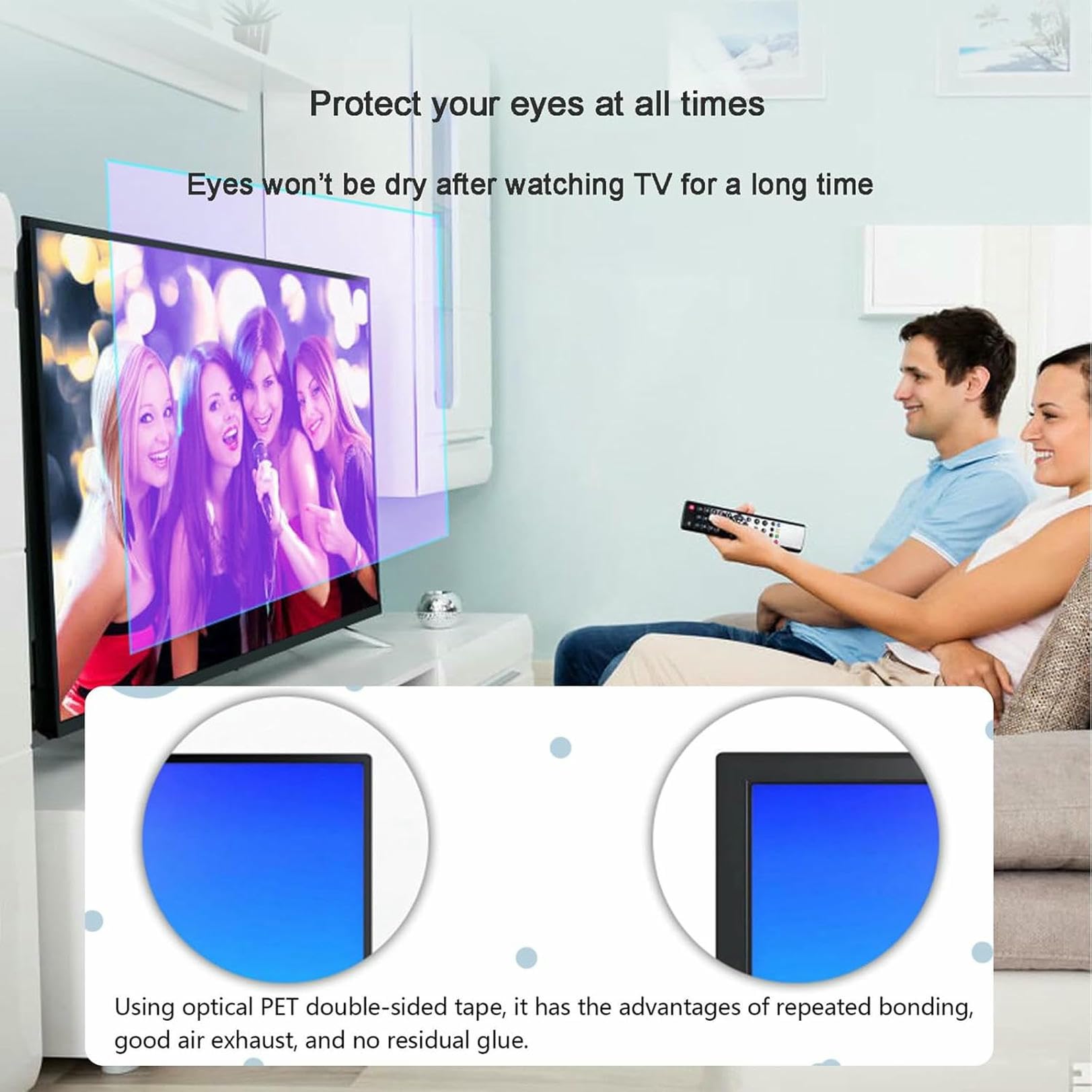Protector de Pantalla para TV, Filtro Que bloquea la luz UV y Azul, película Mate antiarañazos y sin Burbujas, para 48-58 Pulgadas, 55 Pulgadas, 50 Pulgadas, 50，50in