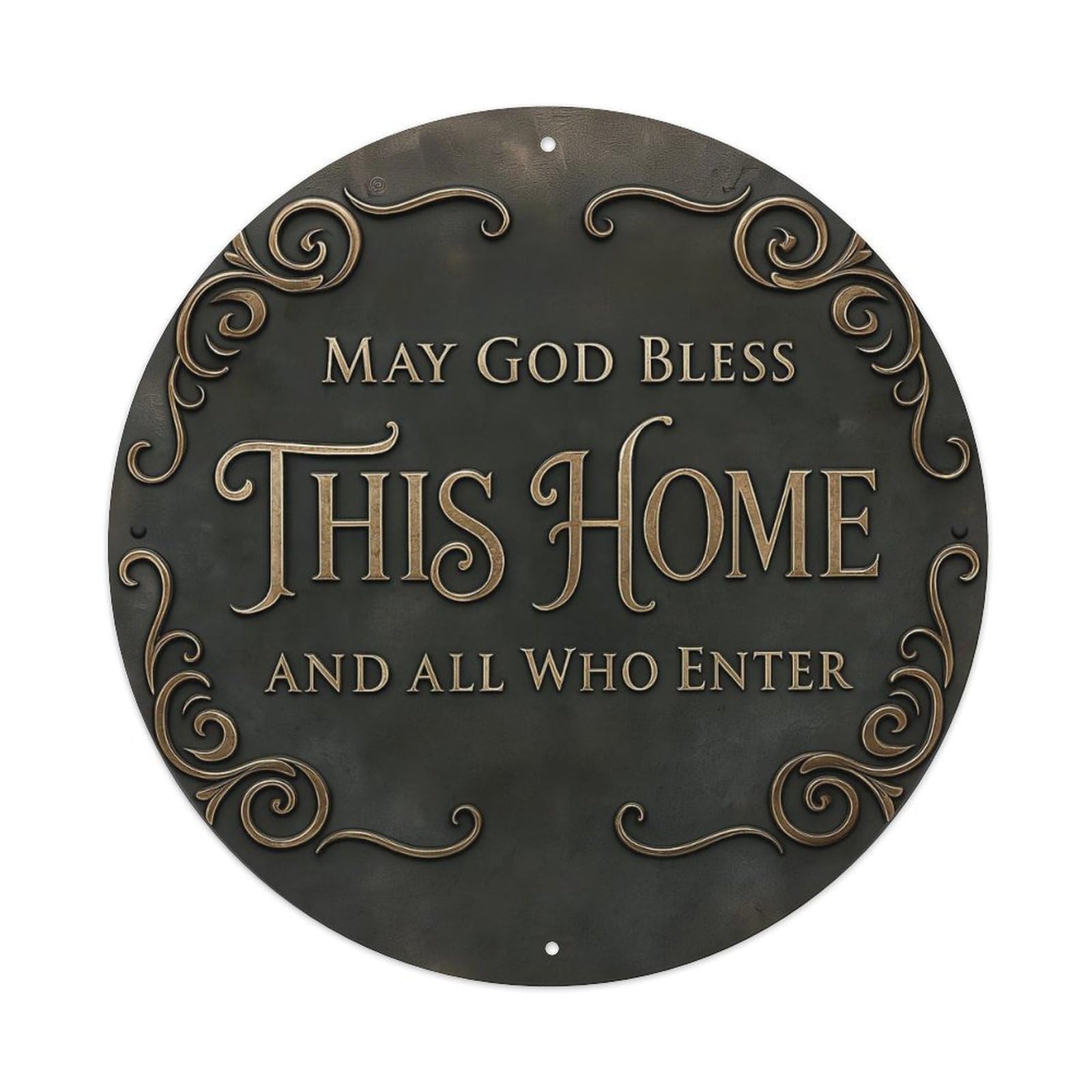 May God Bless This Home And All Who Enter Round Tin Sign Vintage Metal Sign Home Bar Garden Indoor & Outdoor Wall Decor Retro Metal Poster 8x8 Inch