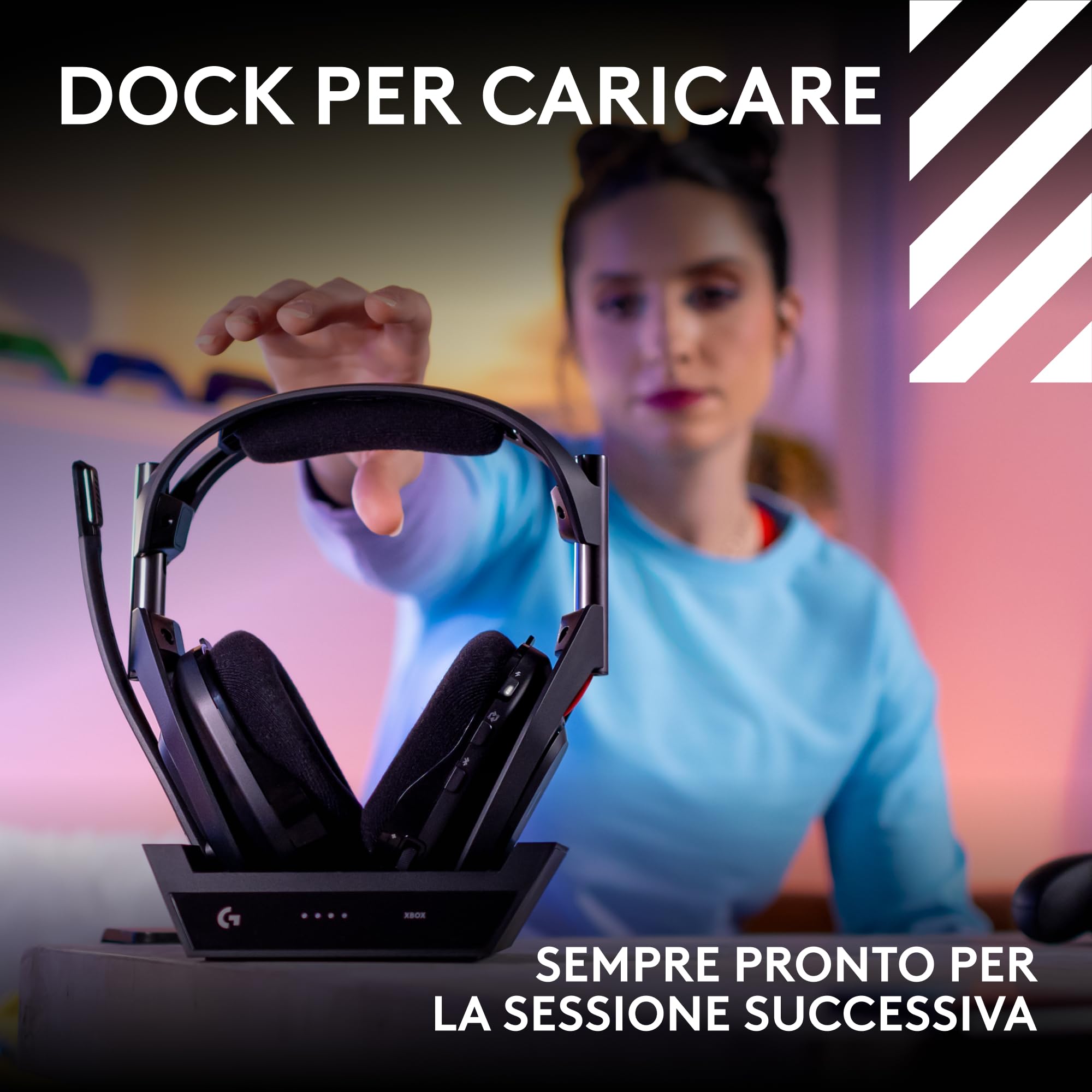 Logitech G Astro A50 cuffia e microfono gaming wireless LIGHTSPEED + base — immagine 8 di 16