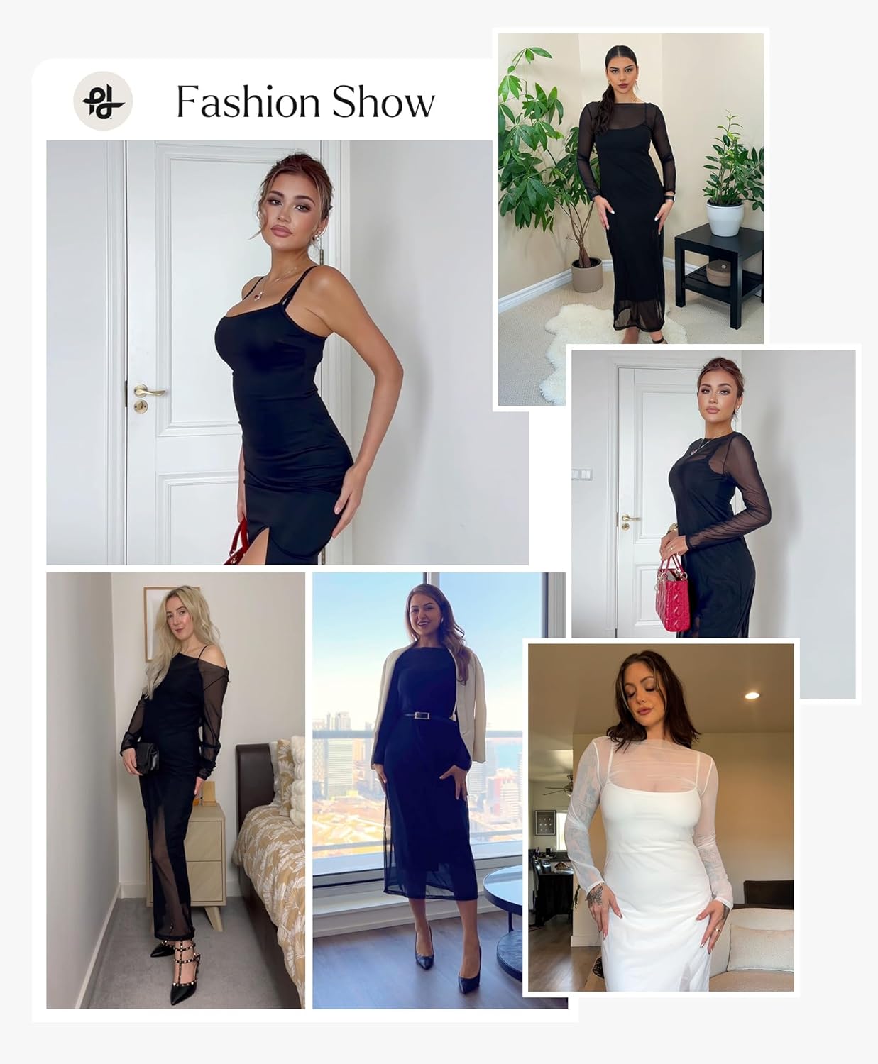 Popilush Mesh Shapewear Dress Corset Date Night Dresses for Women Two Piece Club Outfits with Slit - Image 2