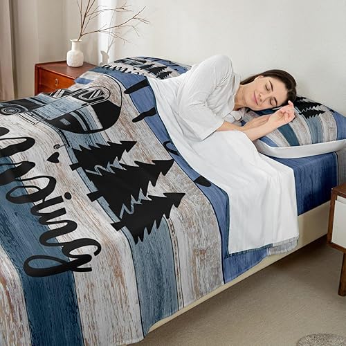 Vista 49 de Juego de sábanas para cámper tamaño matrimonial para niños y niñas, sábanas de madera para adolescentes de Happy Camping Farm, accesorios de Multi 04